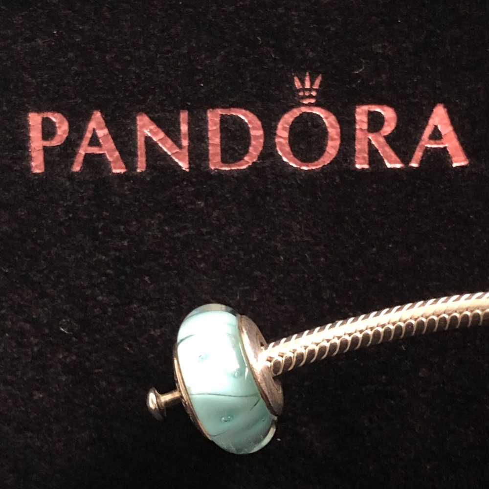 Baby blue glass pandora bead
